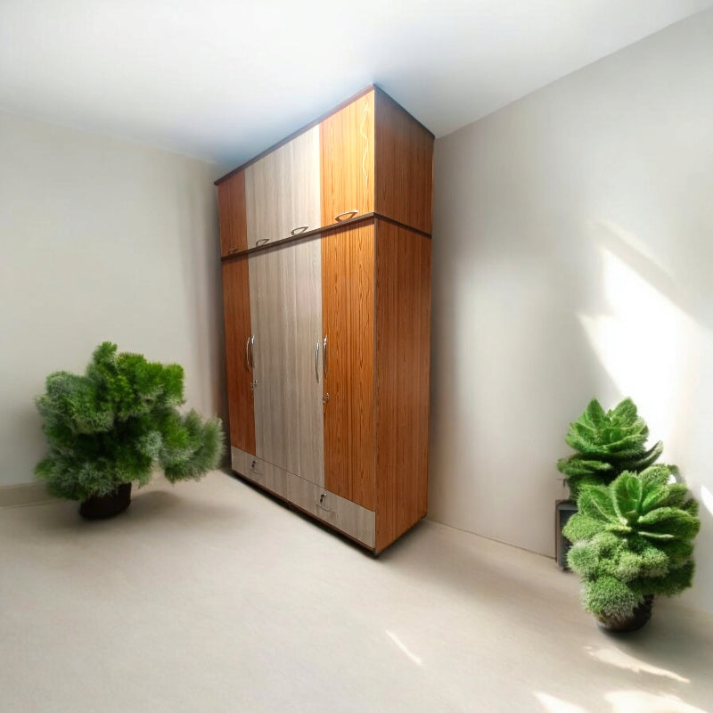 Wardrobe 4 door with Loft ( MDF WOOD )
