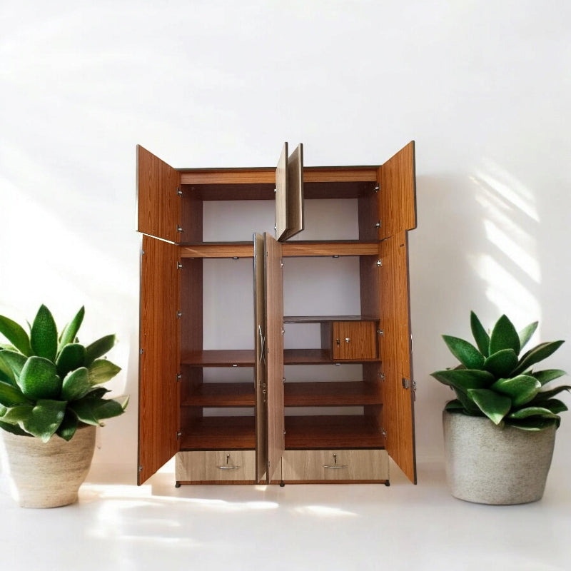 Wardrobe 4 door with Loft ( MDF WOOD )