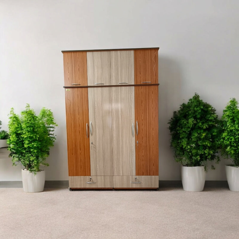 Wardrobe 4 door with Loft ( MDF WOOD )