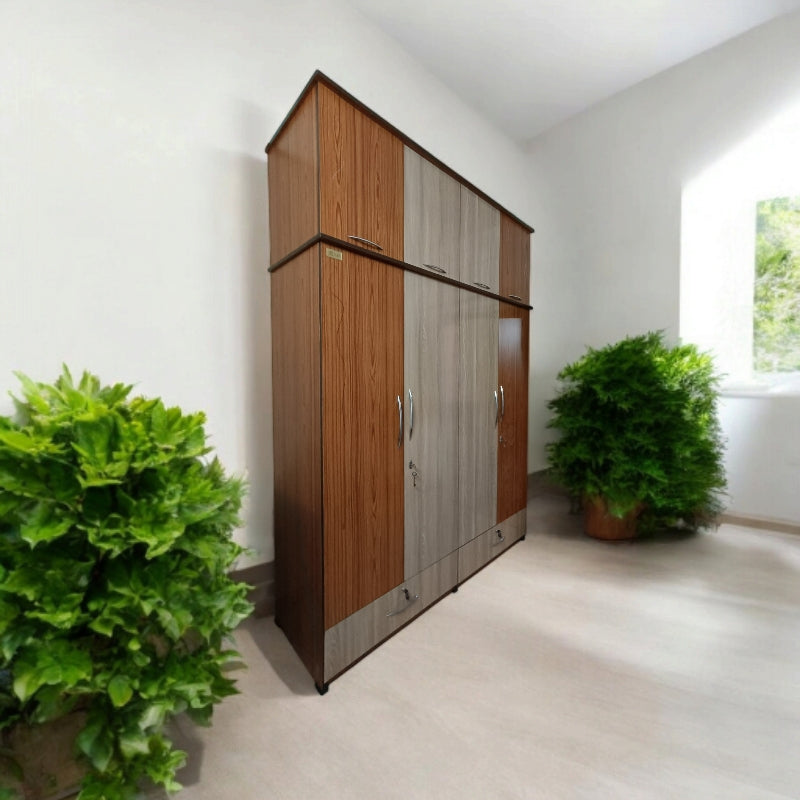 Wardrobe 4 door with Loft ( MDF WOOD )