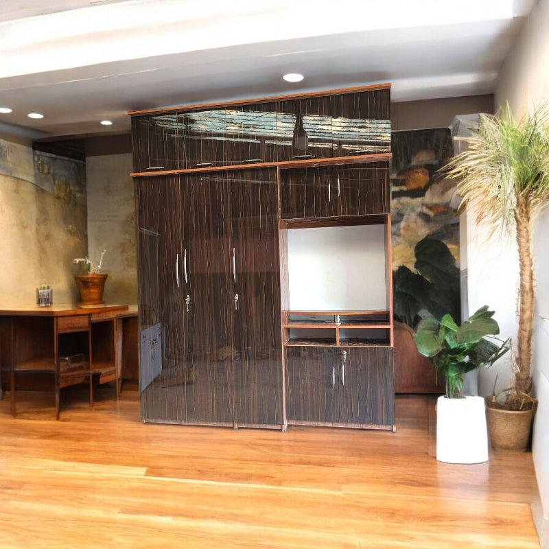 wardrobe five door with TV CABINET ( MDF wood )