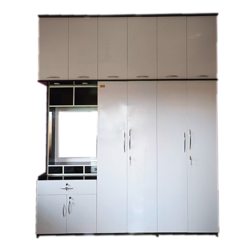 6 door wardrobe with lofft ( UV MDF wood )