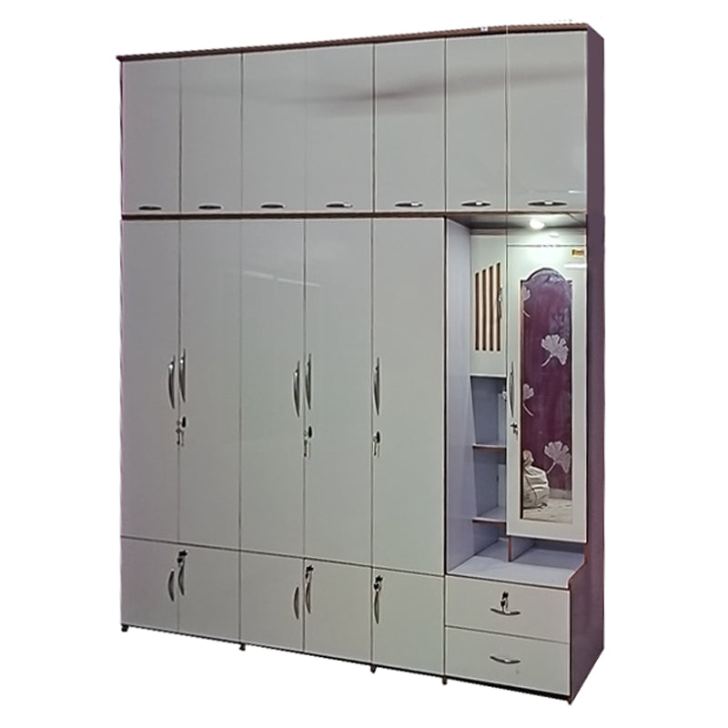 6 door wardrobe with lofft ( UV MDF wood )