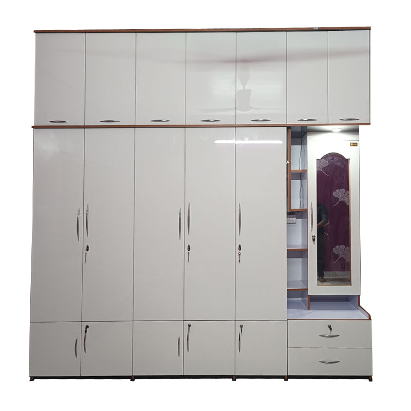 6 door wardrobe with lofft ( UV MDF wood )