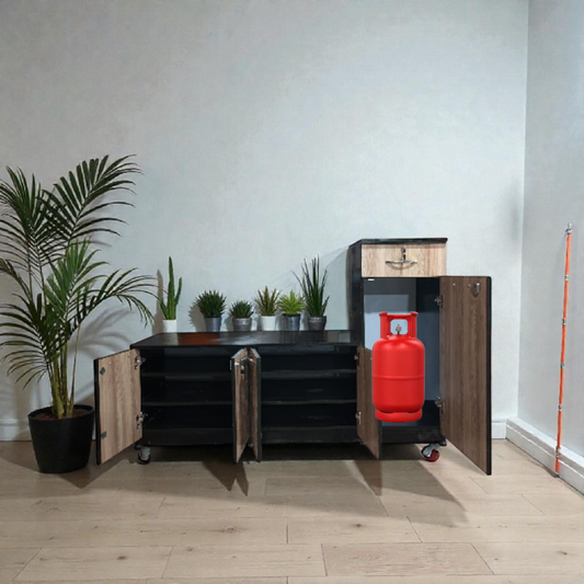 Shoes cabinet with gas cylinder cabinet ( MDF wood )